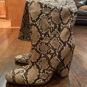 Tall snakeskin print boots